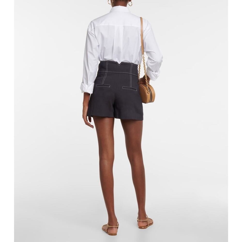 Veronica Beard Sz 2 Shorts Alicia Linen Blend High Rise Pleated Dark Navy $348 - Picture 4 of 16